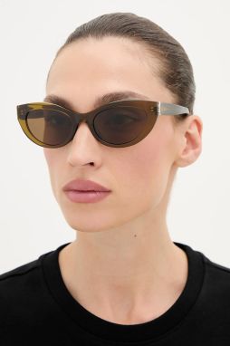 Slnečné okuliare Saint Laurent dámske, hnedá farba