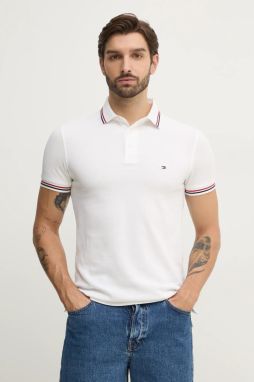 Polo tričko Tommy Hilfiger pánske, béžová farba, jednofarebné, MW0MW37346