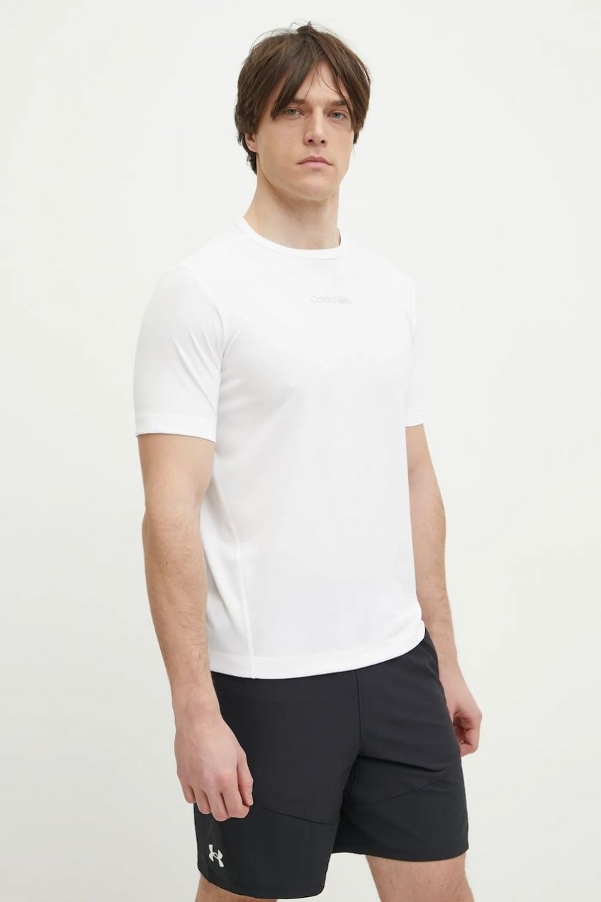 Tréningové tričko Calvin Klein Performance biela farba, jednofarebné, LVGMS5K159