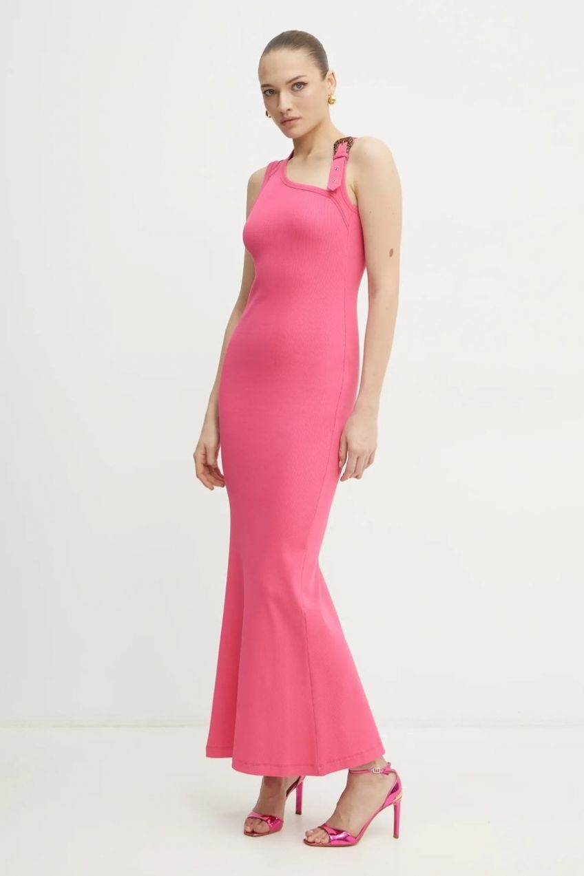 Šaty Versace Jeans Couture ružová farba, maxi, áčkový strih, 78HAO973 J0004