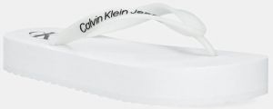 Šľapky Calvin Klein Jeans BEACH SANDAL FLATFORM TPU dámske, biela farba, na platforme, YW0YW01830