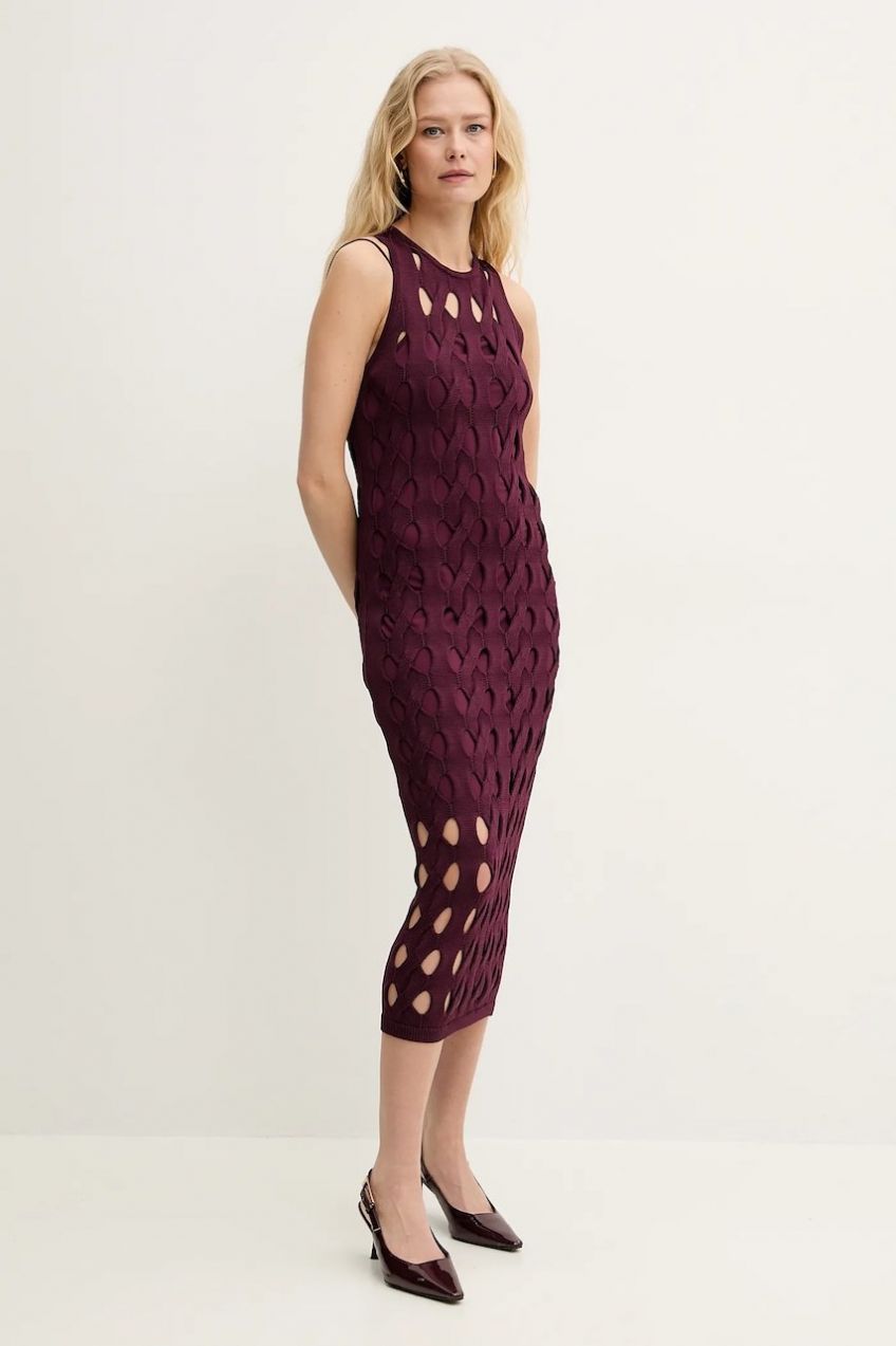 Šaty Pinko bordová farba, maxi, priliehavé, 105190 A2LW