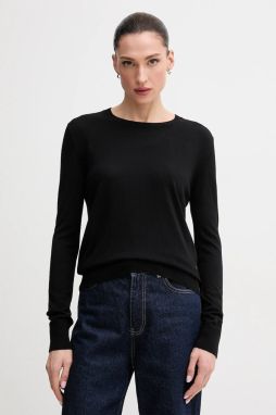 Sveter s prímesou hodvábu United Colors of Benetton čierna farba, ľahké, 1ZRED10CP