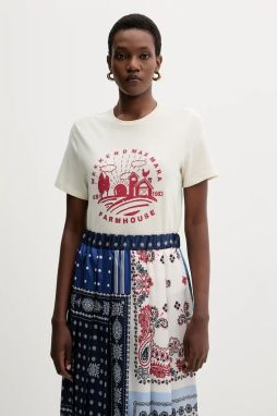 Bavlnené tričko Weekend Max Mara CLOWN dámske, béžová farba, 2525976012600