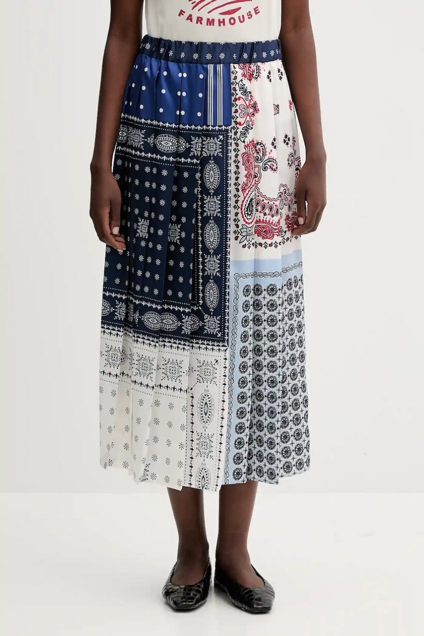 Sukňa Weekend Max Mara LUNA tmavomodrá farba, midi, áčkový strih, 2525106021600