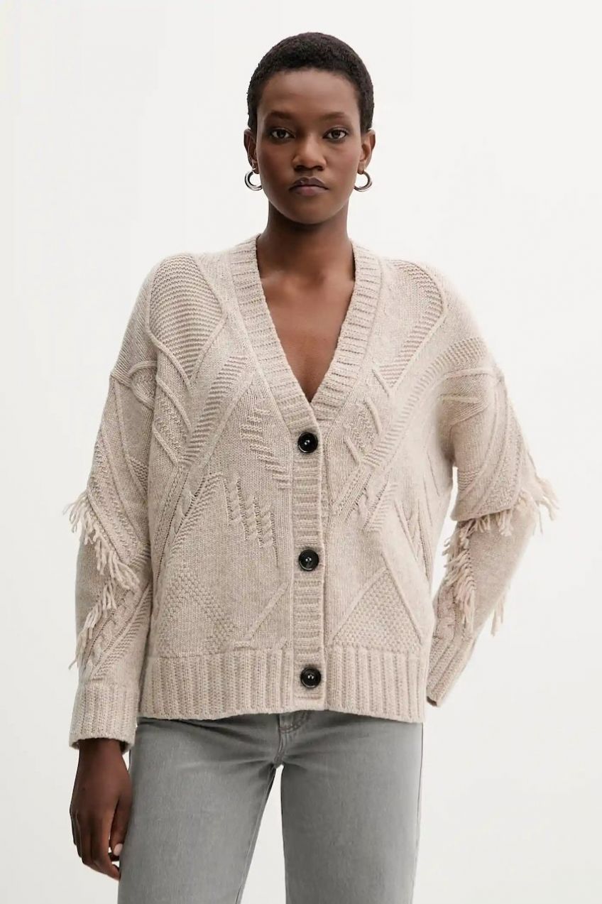 Vlnený kardigán Weekend Max Mara STALLO béžová farba, 2525346052600