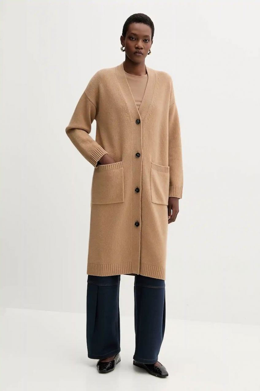 Vlnený kardigán Weekend Max Mara GODEZIA béžová farba, ľahké, 2525346042600