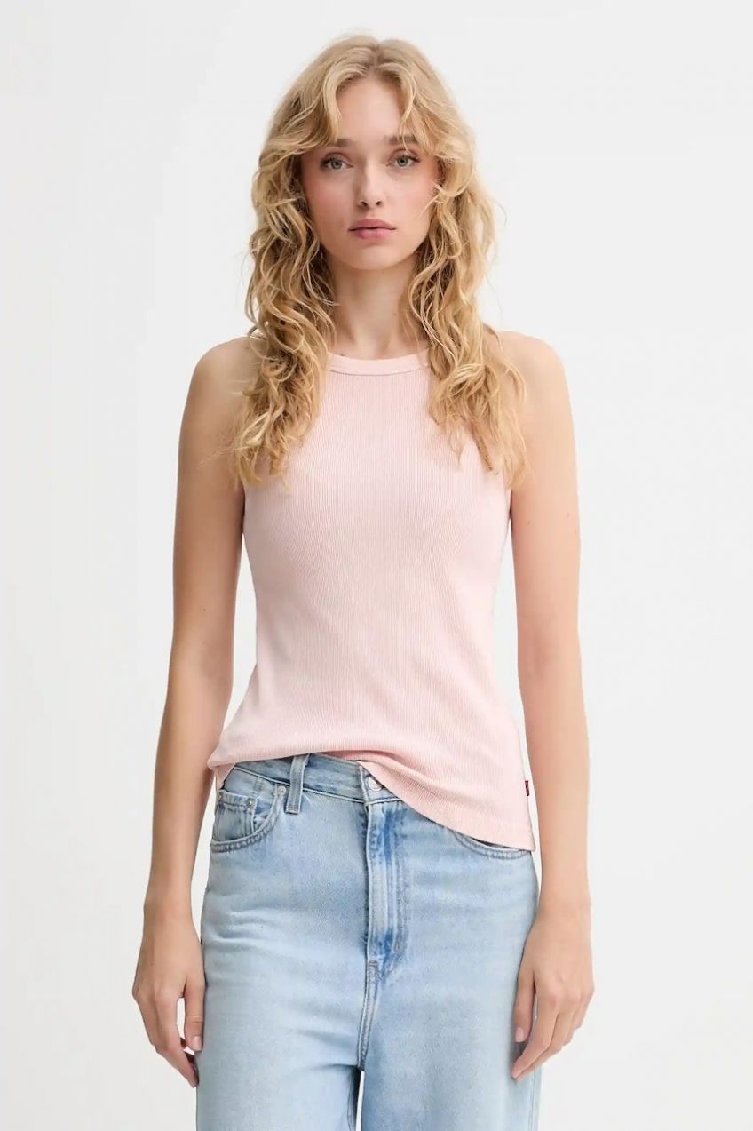 Bavlnený top Levi's ružová farba, A3381