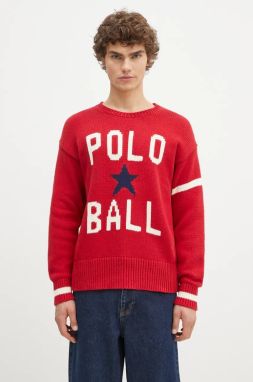 Bavlnený sveter Polo Ralph Lauren červená farba, teplý, 710949298