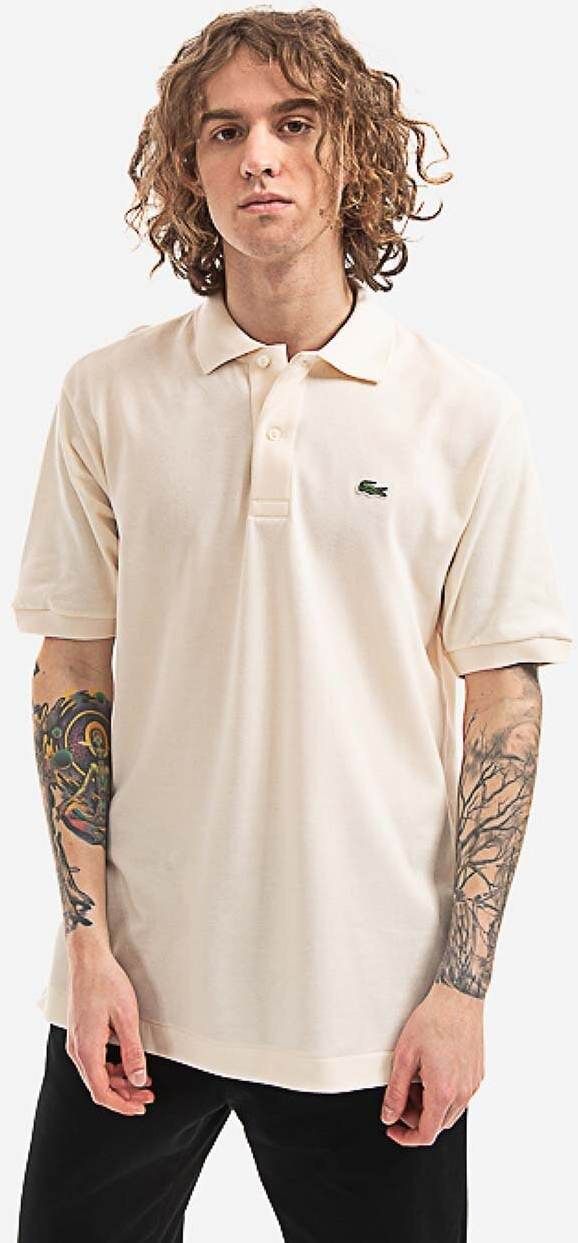 Bavlnené polo tričko Lacoste Classic Fit L1212.XFJ-XFJ, béžová farba, jednofarebné
