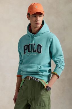 Mikina Polo Ralph Lauren Long Sleeve Sweatshirt pánska, zelená farba, s kapucňou, s nášivkou, 710959017