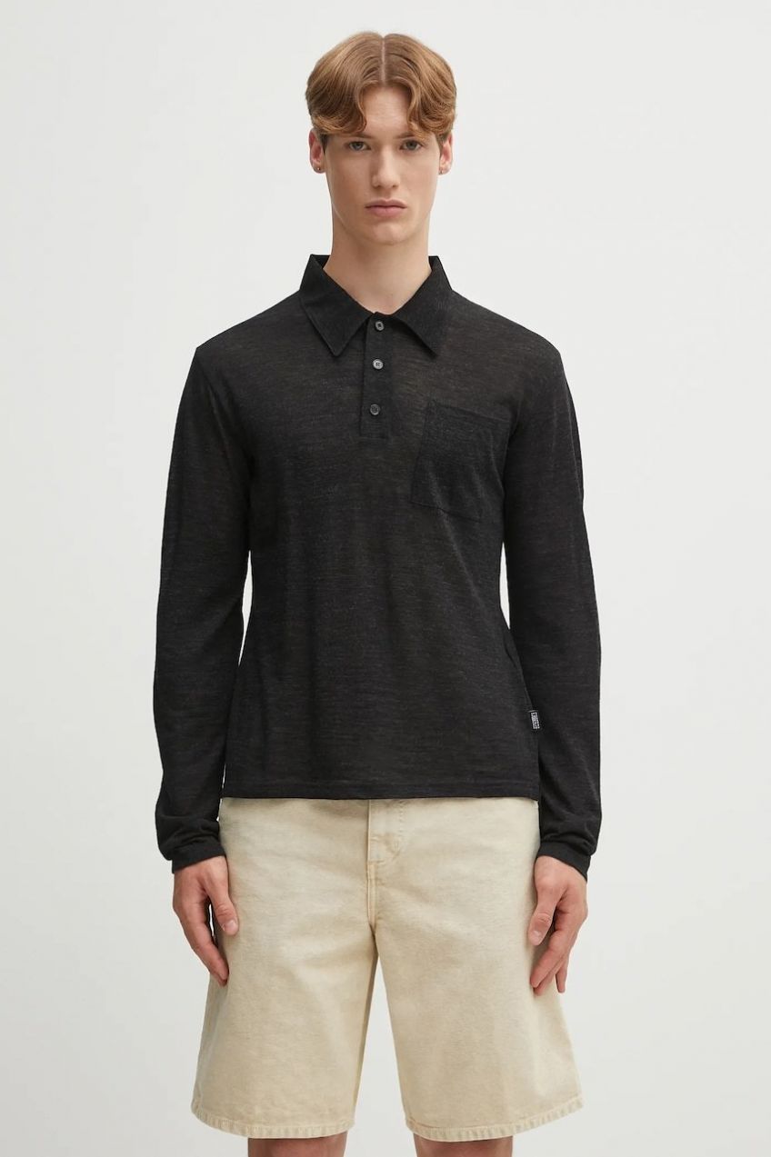 Vlnené tričko s dlhým rukávom MM6 Maison Margiela čierna farba, melanžové, SH2GL0004.M20123.899