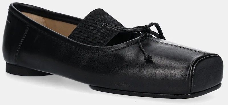 Kožené balerínky MM6 Maison Margiela čierna farba, S59WZ0103.P3628.T8013