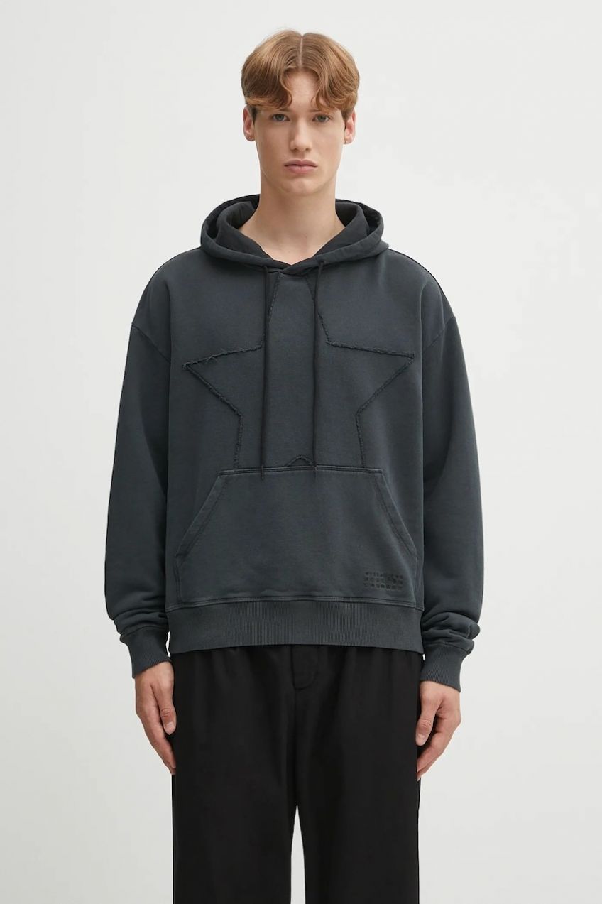 Bavlnená mikina MM6 Maison Margiela čierna farba, s kapucňou, jednofarebná, SH2GU0022.M25024.899