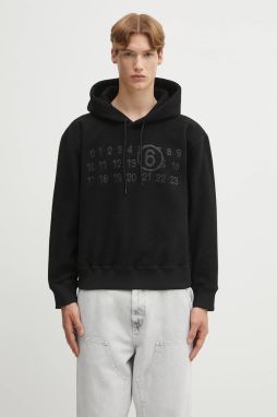 Fleecová mikina MM6 Maison Margiela čierna farba, s kapucňou, s nášivkou, SH0GU0028.M20126.900