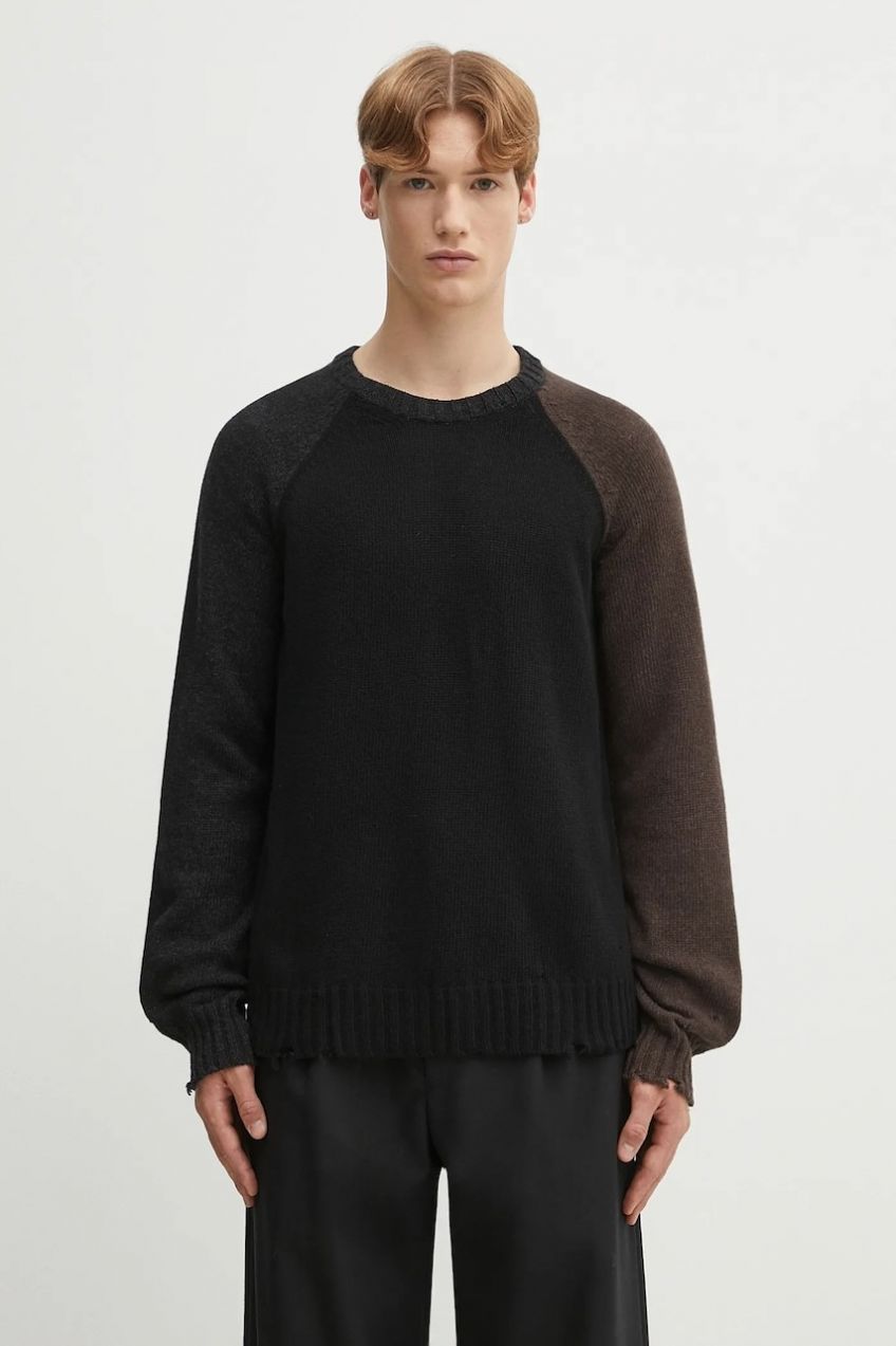 Vlnený sveter MM6 Maison Margiela čierna farba, SH2HL0028.M13160.961