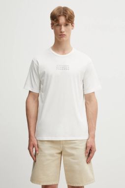 Bavlnené tričko MM6 Maison Margiela pánske, biela farba, s potlačou, SH0GC0057.S24312.101