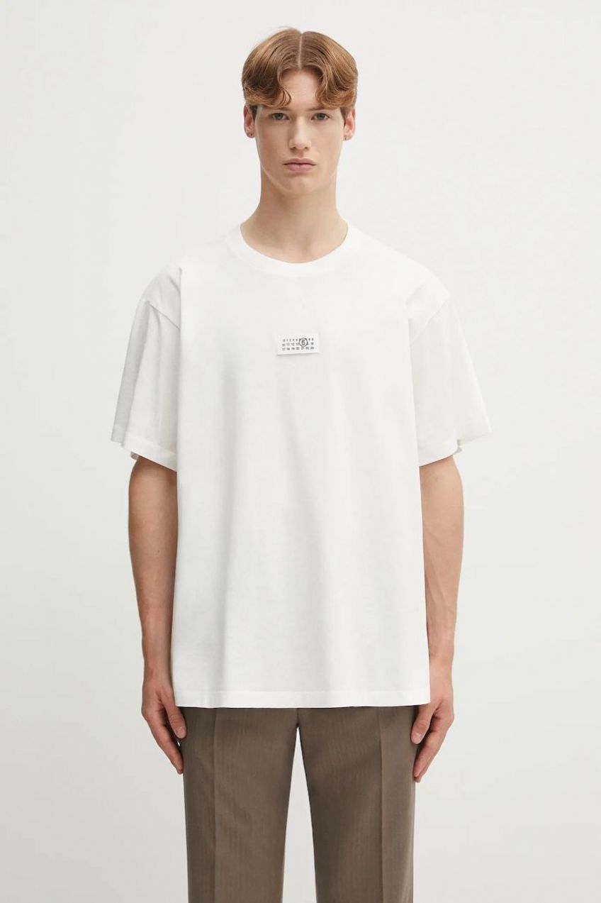 Bavlnené tričko MM6 Maison Margiela x MM6 Wardro pánske, biela farba, jednofarebné, SH0GC0032.S24312.101