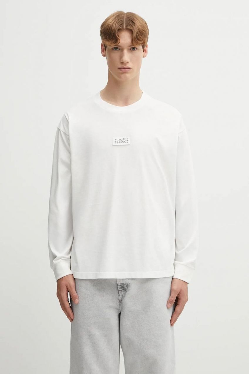Bavlnené tričko s dlhým rukávom MM6 Maison Margiela x MM6 Wardro biela farba, jednofarebné, SH0GC0034.S24312.101