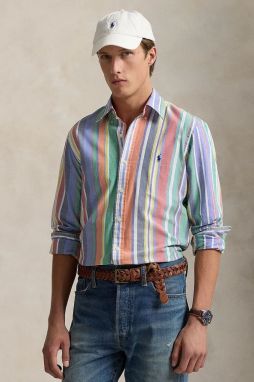 Bavlnená košeľa Polo Ralph Lauren Sport Shirt pánska, tmavomodrá farba, regular, s golierom button-down, 710968964