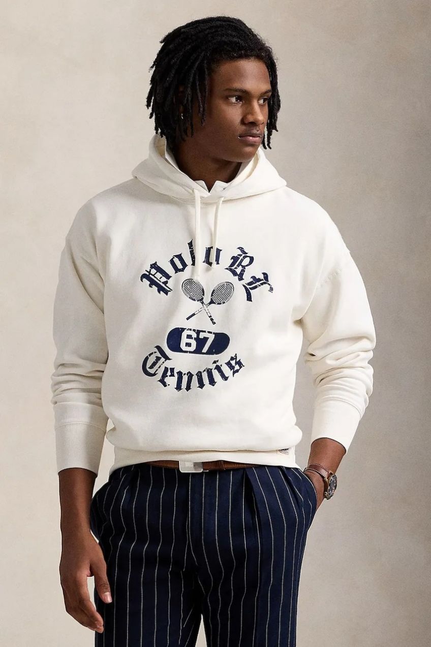Mikina Polo Ralph Lauren Long Sleeve Sweatshirt pánska, biela farba, s kapucňou, s potlačou, 710964974