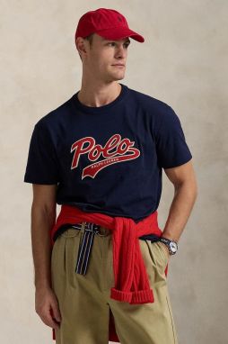 Bavlnené tričko Polo Ralph Lauren Tee pánske, tmavomodrá farba, s potlačou, 710964477