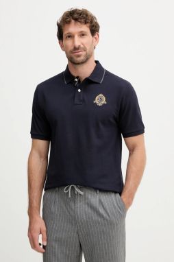 Bavlnené polo tričko Hackett London tmavomodrá farba, s nášivkou, HM5600031