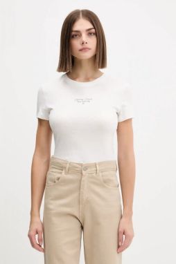 Tričko Tommy Jeans dámske, biela farba, DW0DW21542