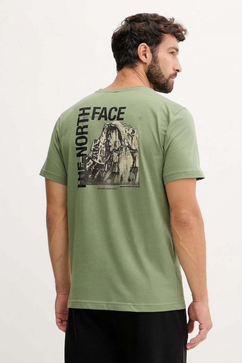 Bavlnené tričko The North Face pánske, zelená farba, s potlačou, NF0A8EE9BO91