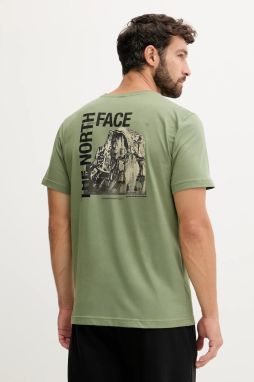 Bavlnené tričko The North Face pánske, zelená farba, s potlačou, NF0A8EE9BO91