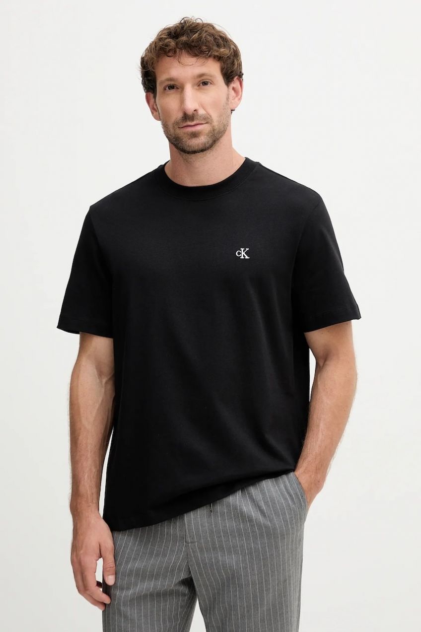 Bavlnené tričko Calvin Klein Jeans pánske, čierna farba, jednofarebné, LV04RC275G