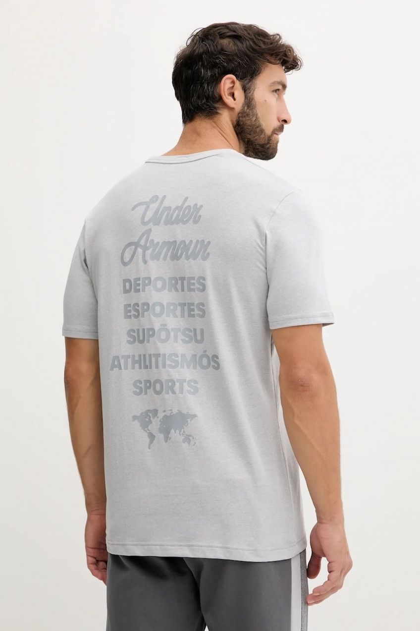 Tričko Under Armour pánske, šedá farba, s potlačou, 6004143