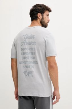 Tričko Under Armour pánske, šedá farba, s potlačou, 6004143