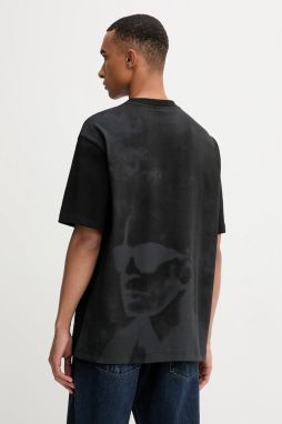Bavlnené tričko Karl Lagerfeld Jeans pánske, čierna farba, s potlačou, A4M17030