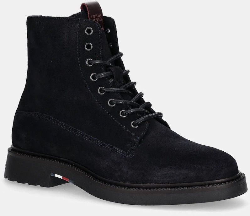 Semišové členkové topánky Tommy Hilfiger COMFORT LWT SDE BOOT tmavomodrá farba, FM0FM05594