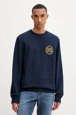 Bavlnená mikina Tommy Jeans tmavomodrá farba, s potlačou, DM0DM22081