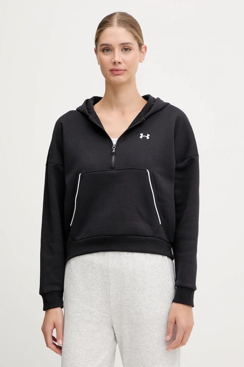 Mikina Under Armour Rival čierna farba, s kapucňou, melanžová, 6003707
