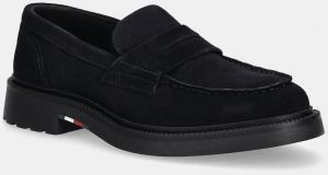 Semišové mokasíny Tommy Hilfiger HILFIGER COMFORT LWT SDE LOAFER tmavomodrá farba, FM0FM05727