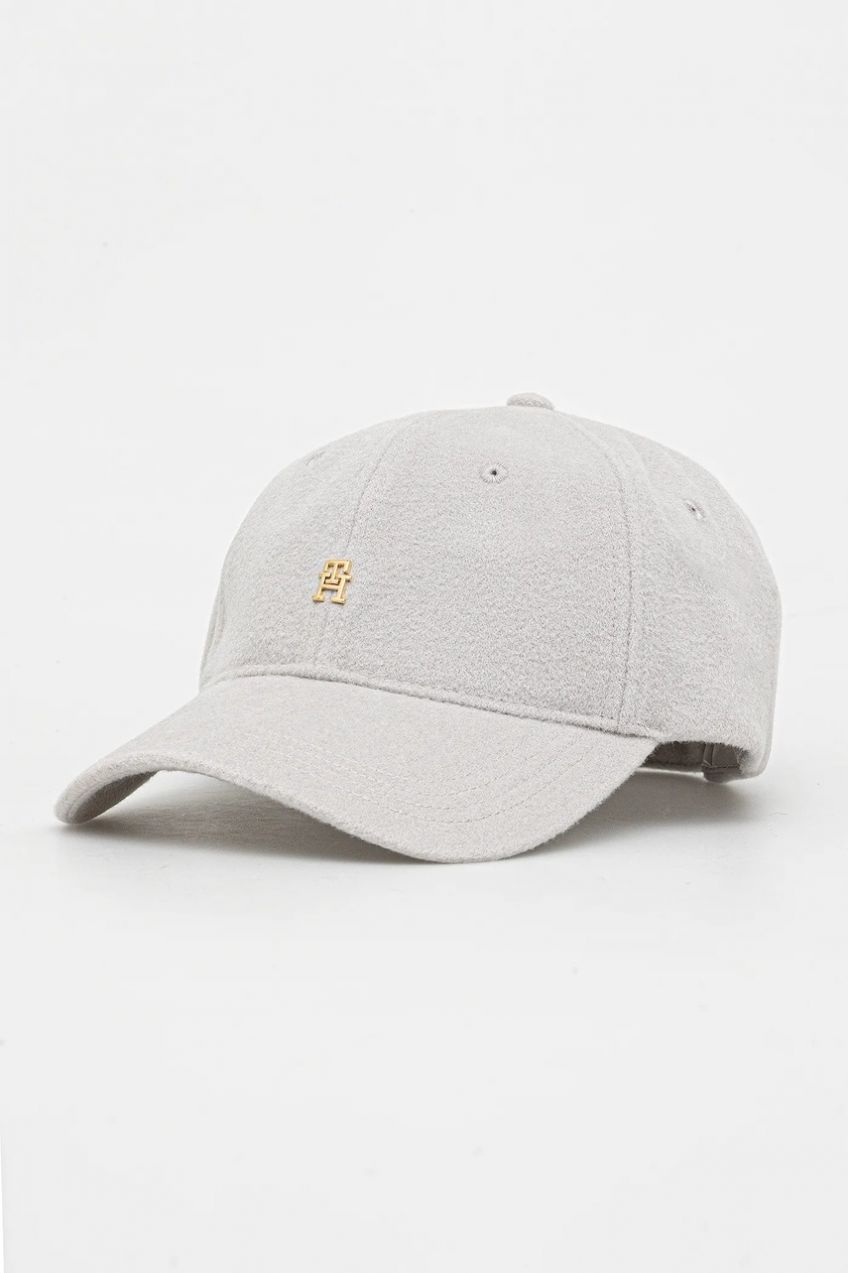 Vlnený šilt Tommy Hilfiger šedá farba, AW0AW17773