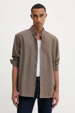 Bavlnená košeľa Levi's hnedá farba, voľný strih, s golierom button-down, A7210