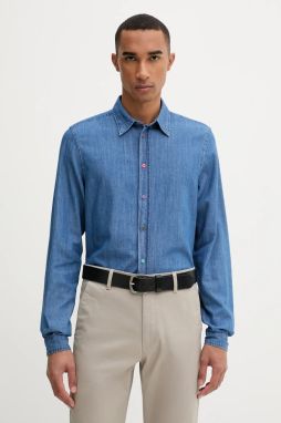 Rifľová košeľa PS Paul Smith modrá farba, slim, s klasickým golierom, M2R-612P-T22096