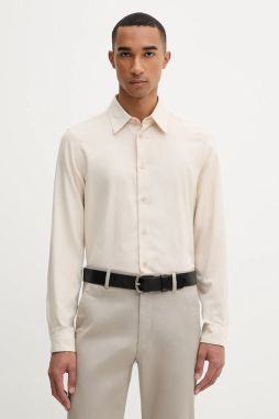 Vlnená košeľa PS Paul Smith béžová farba, regular, s klasickým golierom, M2R-687U-T22487
