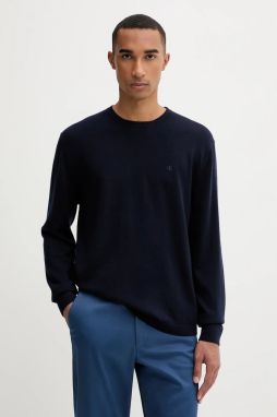 Vlnený sveter Calvin Klein tmavomodrá farba, ľahký, LV04LB305G