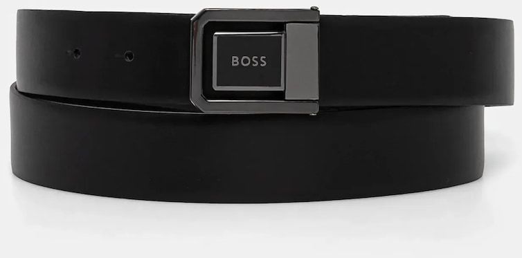 Obojstranný kožený opasok BOSS čierna farba, 50543165