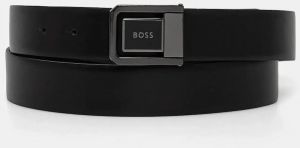 Obojstranný kožený opasok BOSS čierna farba, 50543165