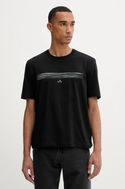 Bavlnené tričko PS Paul Smith pánske, čierna farba, s potlačou, M2R-220X-TP5447