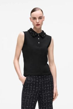 Top s prímesou vlny Karl Lagerfeld čierna farba, A4W17038
