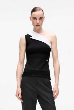 Top Karl Lagerfeld čierna farba, odhalené ramená, A4W17040