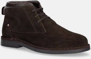 Semišové členkové topánky U.S. Polo Assn. MUST010 hnedá farba, MUST010M/ESY1