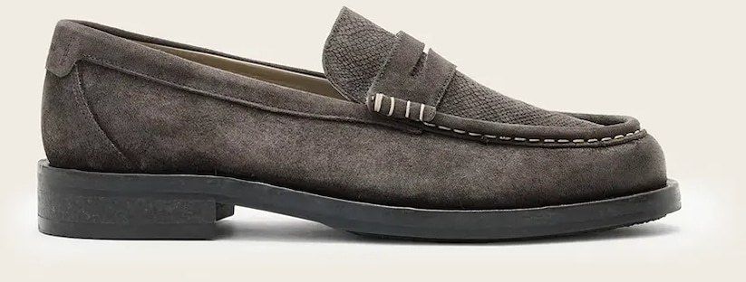 Kožené mokasíny AllSaints BLOOM SUEDE LOAFER šedá farba, M022FC